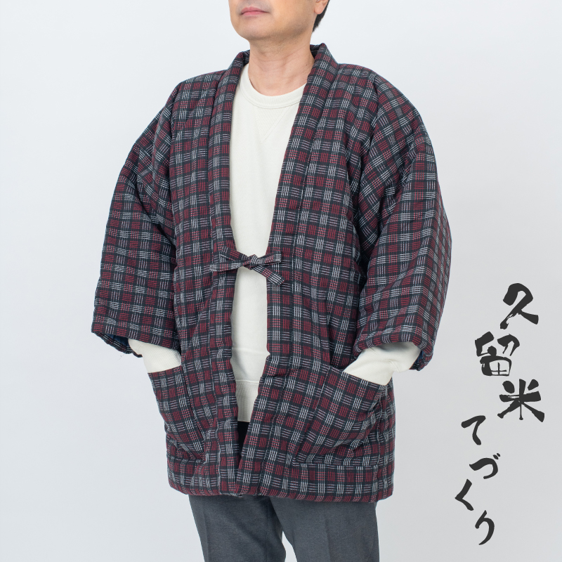 久留米手作り袢天 刺し子柄 #7640 M-Lサイズ 黒