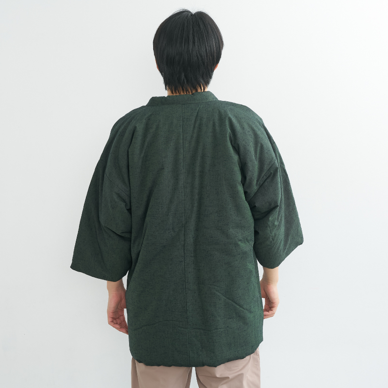 久留米手作り袢天 パッチワーク #9601 濃グリーン