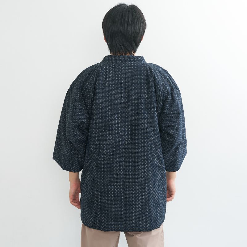 久留米手作り袢天 パッチワーク裏柄 #9604 ドビー 紺