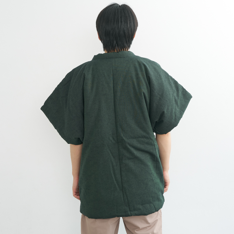 久留米手作り奴袢天 パッチワーク #960 濃グリーン