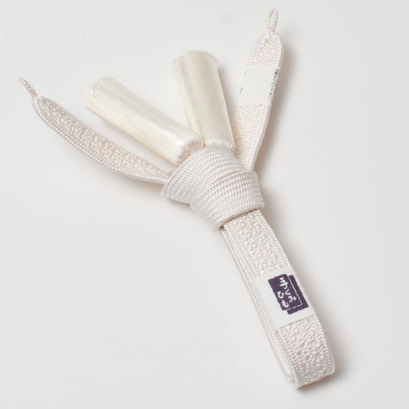 紳士 正絹羽織紐 白 平組 綾織り