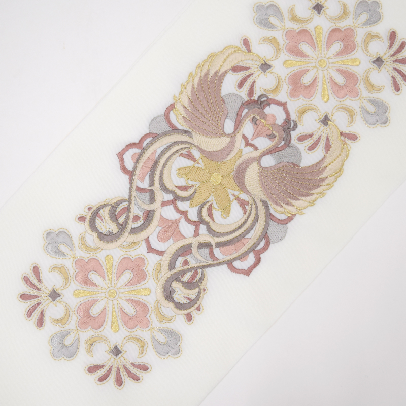 【在庫限り】シルエリー ポリ刺繍半衿 鳳凰 ピンク