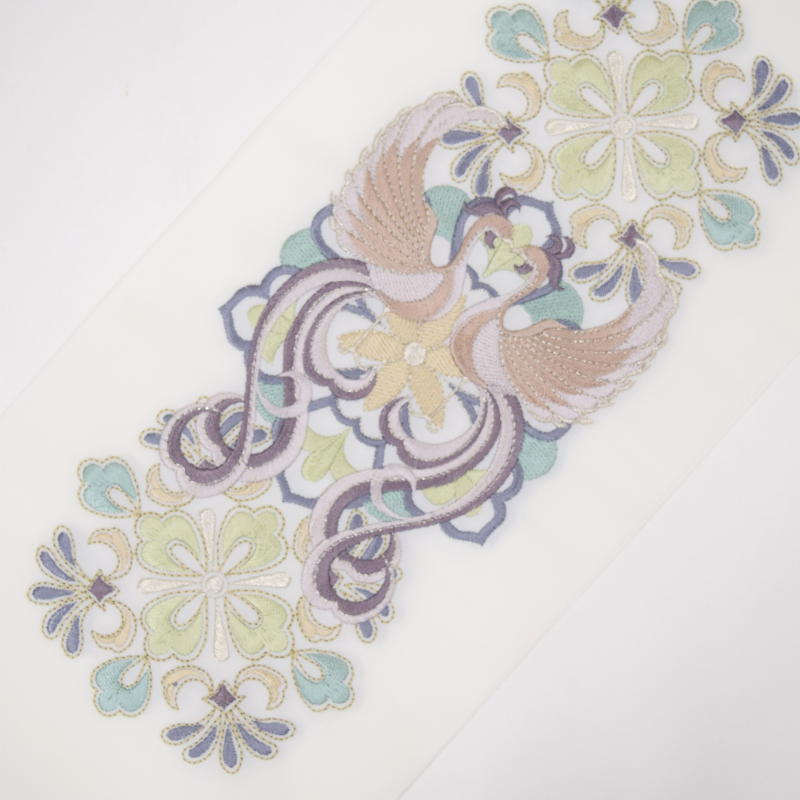 【在庫限り】シルエリー ポリ刺繍半衿 鳳凰 ムラサキ