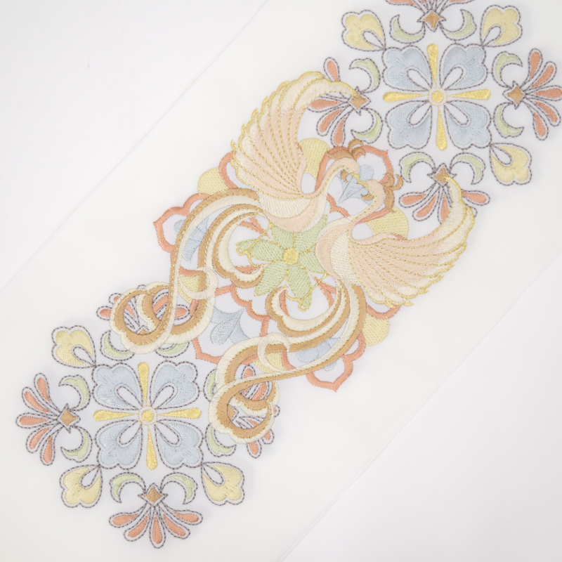 【在庫限り】シルエリー ポリ刺繍半衿 鳳凰 イエロー