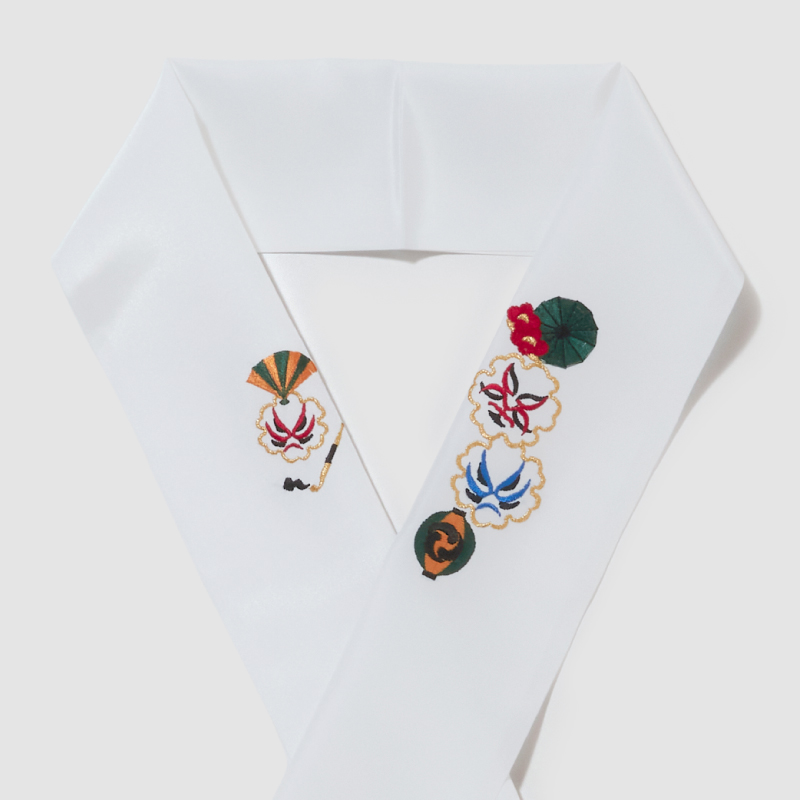 ODERUN ポリエステル刺繍半衿 歌舞伎