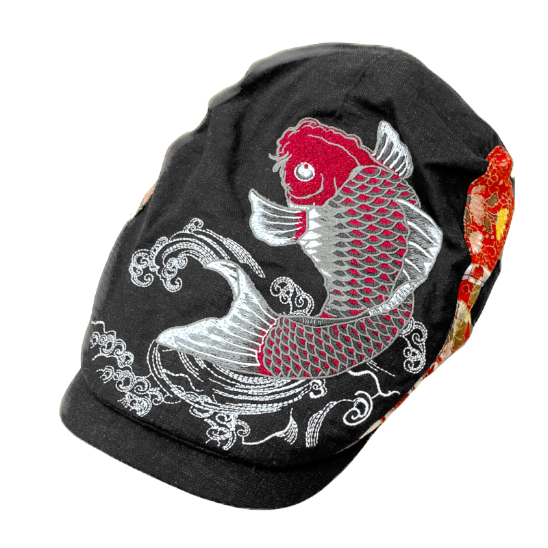刺繍ハンチング 紅鯉/黒