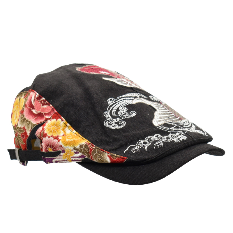 刺繍ハンチング 紅鯉/黒