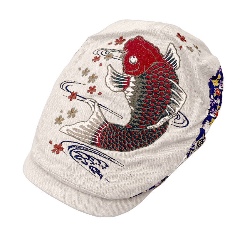 刺繍ハンチング 紅鯉桜/オフ