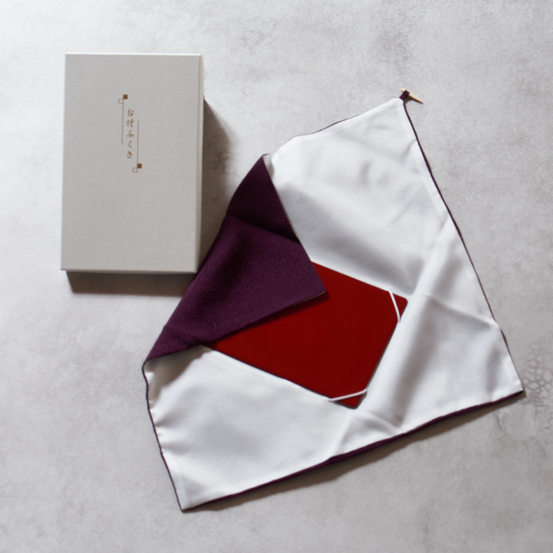 有職 丹後ちりめん台付ふくさ 紫 [化粧箱入り]