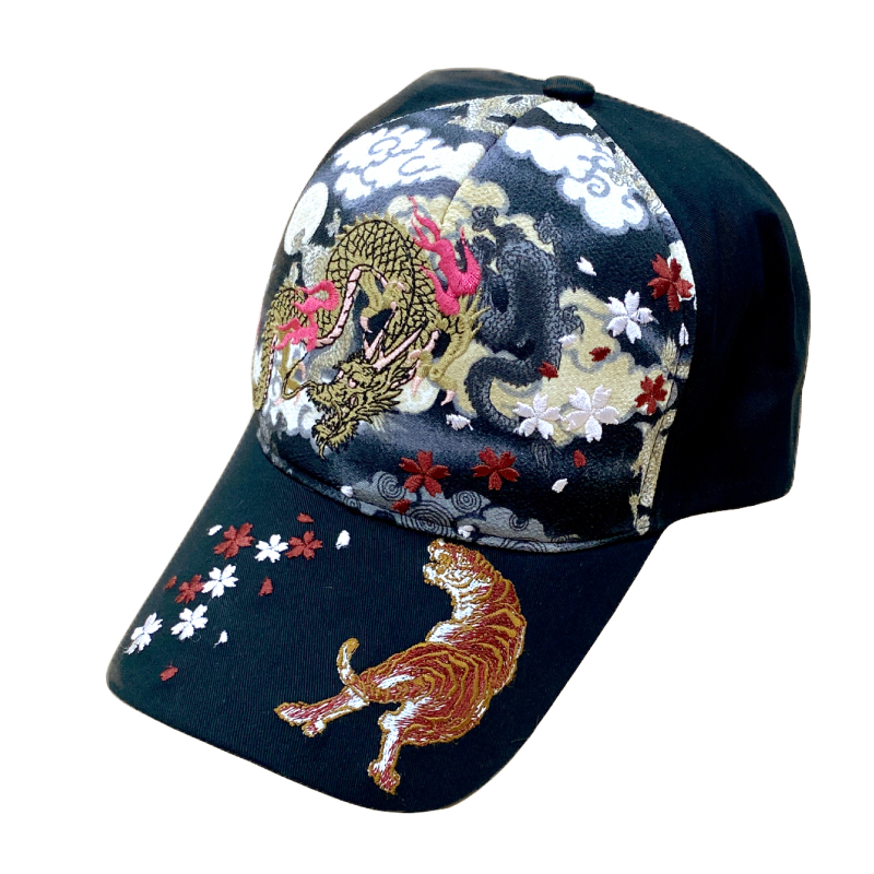 刺繍キャップ 龍虎B/黒