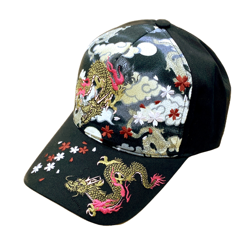 刺繍キャップ 双龍/黒