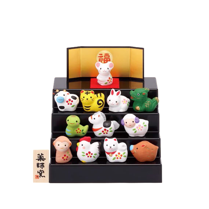 薬師窯 No.46 錦彩招福十二干段飾り