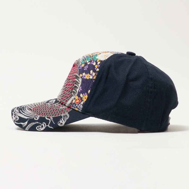 刺繍キャップ 紅鯉/紺