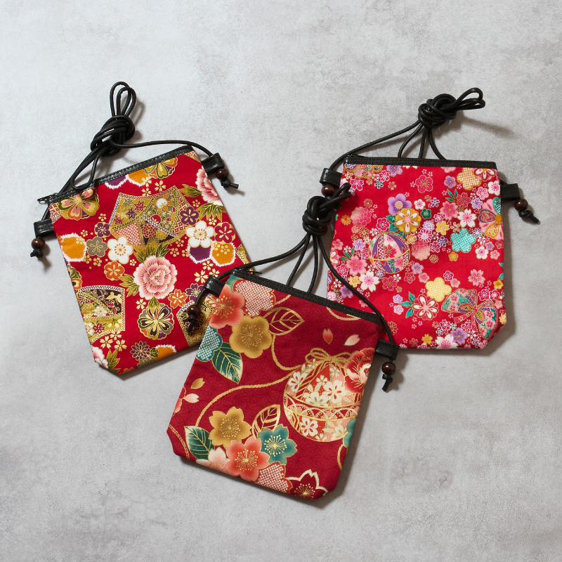 天ファスナーポシェット 和柄 派手系