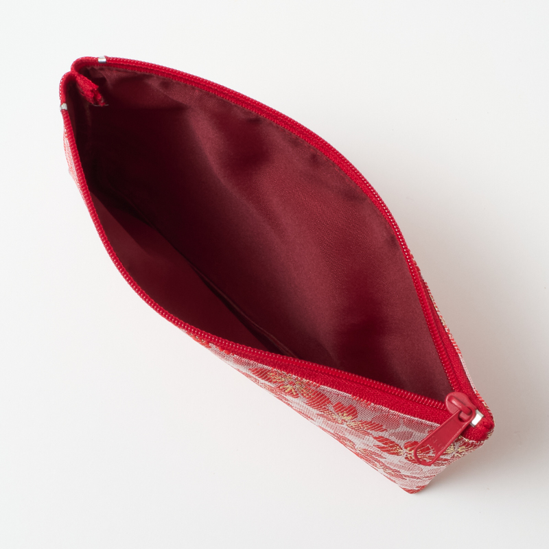 金襴桜 角平ポーチ 赤【特価品】