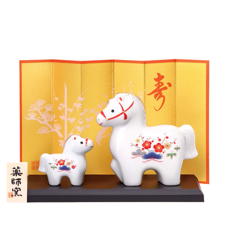薬師窯 No.77 白祥招福午（松竹梅・親子）