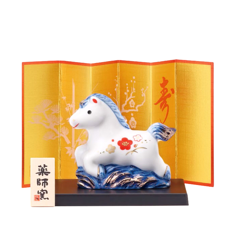 薬師窯 No.88 染錦招福午（小）