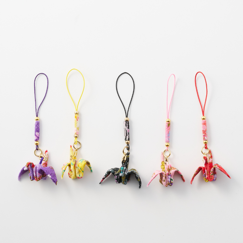 ちりめん折鶴根付 5個セット