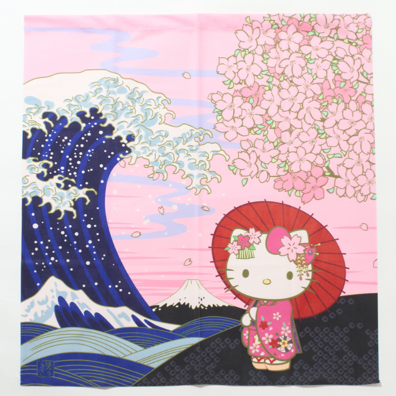 ハローキティ のれん 90cm丈 日本風景 春