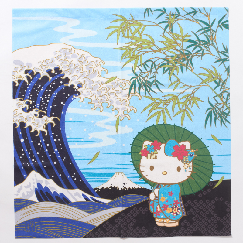 ハローキティ のれん 90cm丈 日本風景 夏