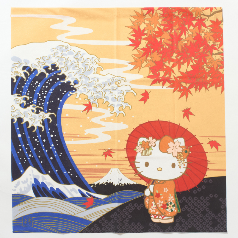 ハローキティ のれん 90cm丈 日本風景 秋