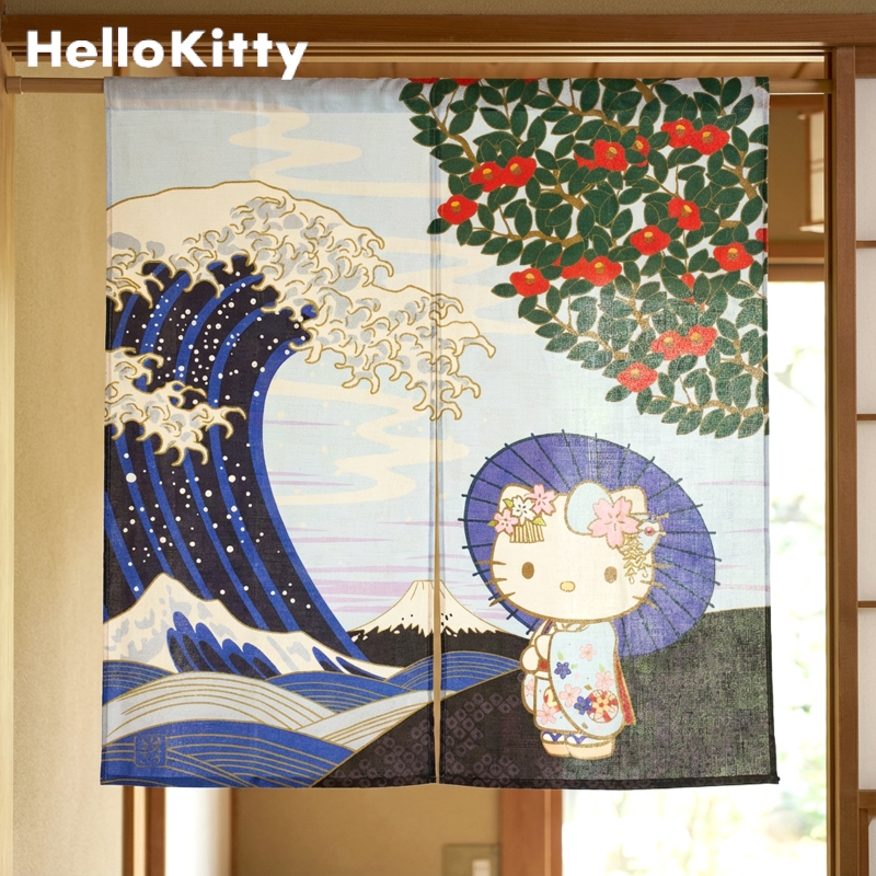 ハローキティ のれん 90cm丈 日本風景 冬