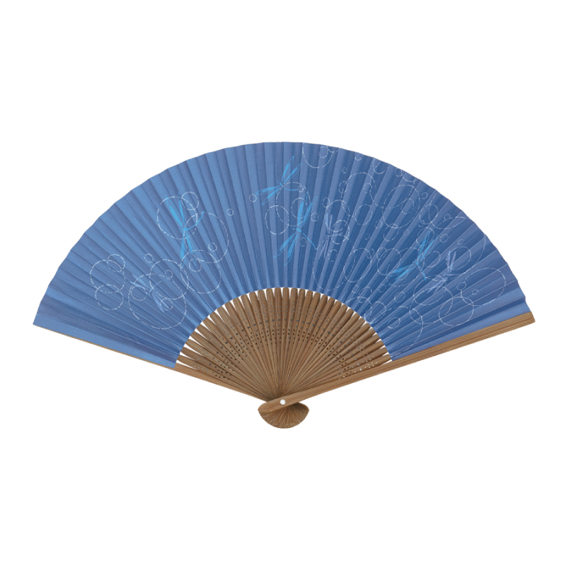 高級絵付扇子 <香り付> 紳士用 No.26-505 唐木中彫 パール地 トンボ