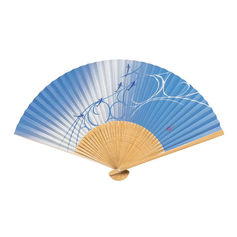 紙扇子 <香り付> 紳士用 No.26-5703 白竹中彫 流水鮎