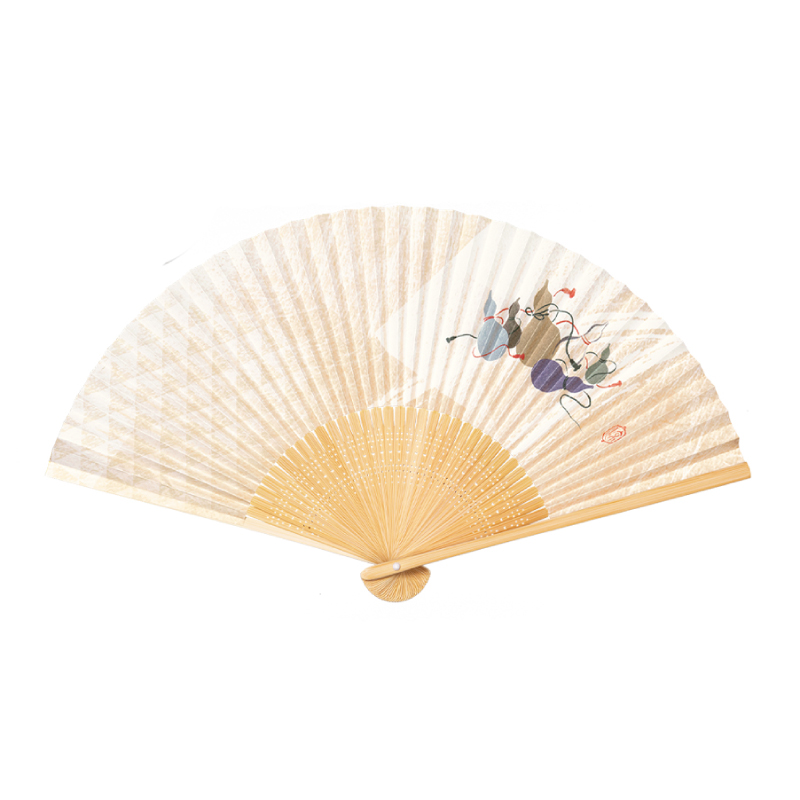 紙扇子 <香り付> 紳士用 No.26-5705 白竹中彫 瓢箪