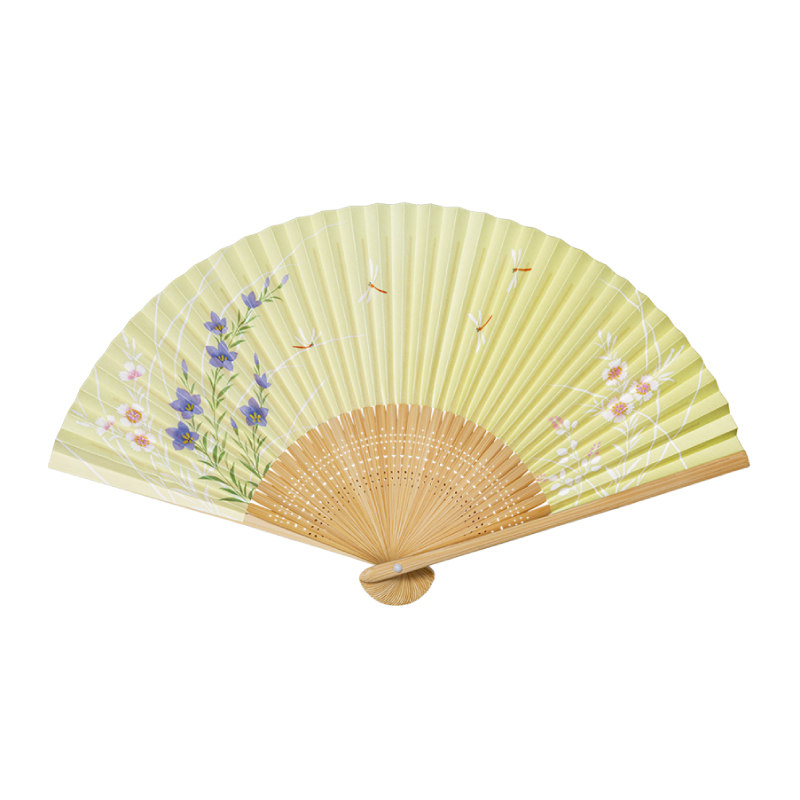 紙扇子 <香り付> 婦人用 No.26-5732 白竹中彫 秋草トンボ