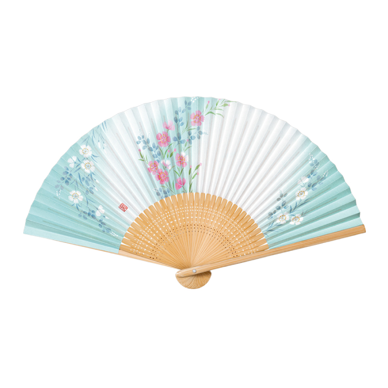 紙扇子 <香り付> 婦人用 No.26-5733 白竹中彫 なでしこ