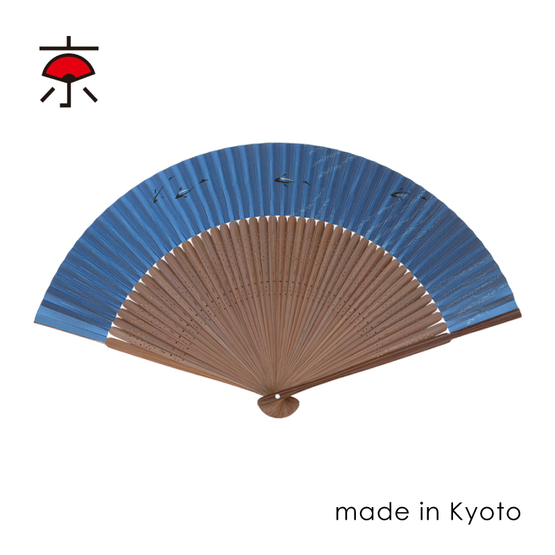  京扇子〈香り付〉 紳士用  No.26-531 上唐木中彫 大短地 紺パール地 鮎