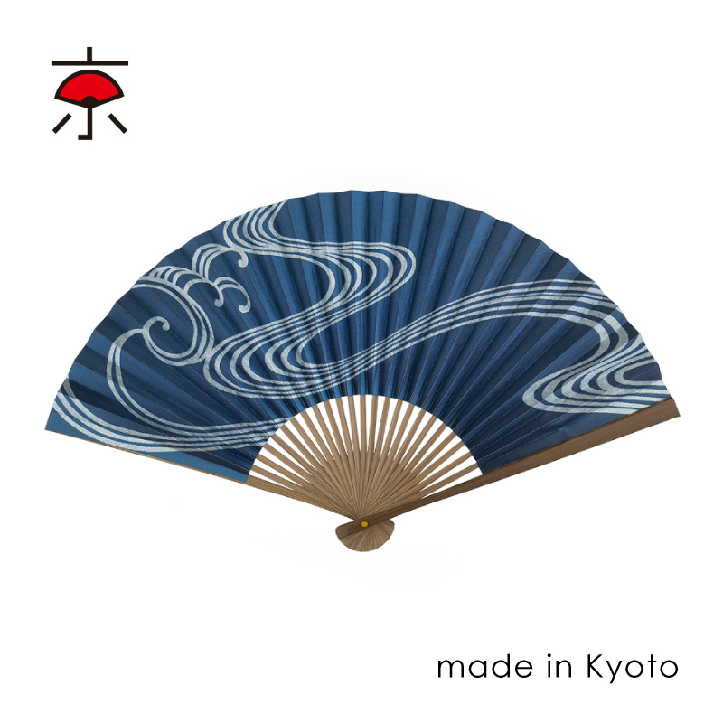  漆喰京扇子 紳士用 No.26-583  青海
