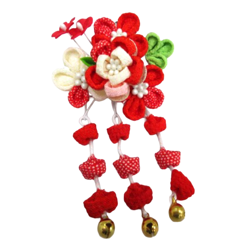 七五三 髪飾り かんざしスリーピン No.2402 赤