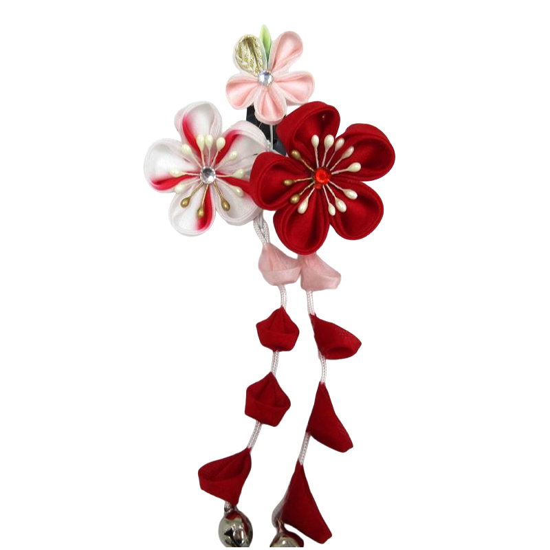 七五三 髪飾り かんざしスリーピン No.2417 赤