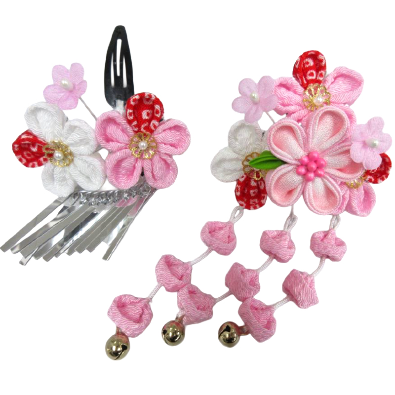 七五三 髪飾り かんざしスリーピンセット No.2500 ピンク