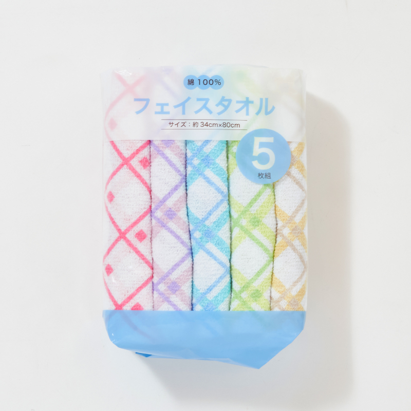 フェイスタオル 5枚組 チェック
