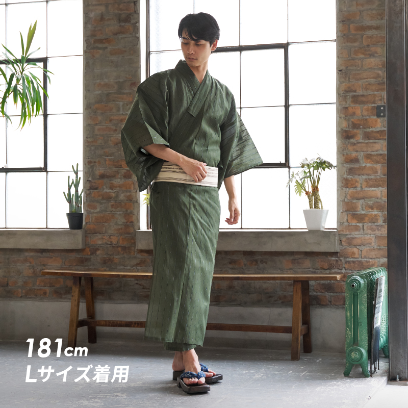 紳士ゆかた 先染め綿麻