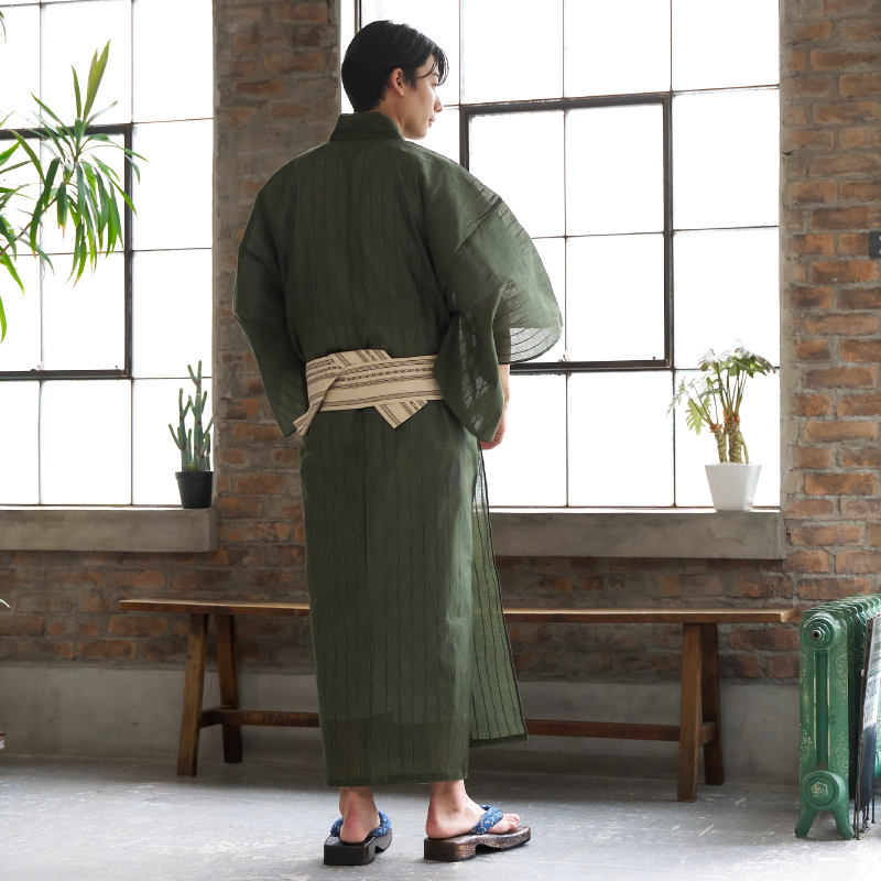 紳士ゆかた 先染め綿麻