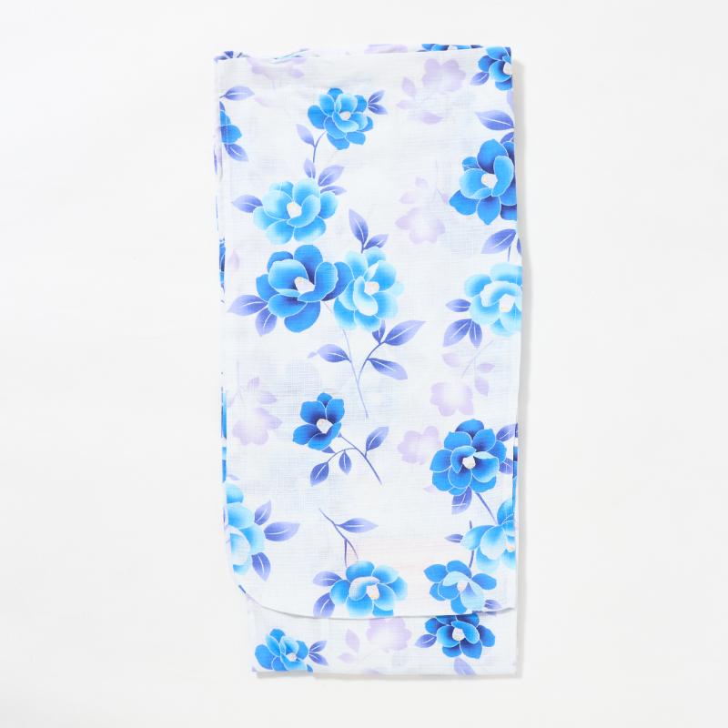 ジュニア浴衣 白地椿 [18401808]