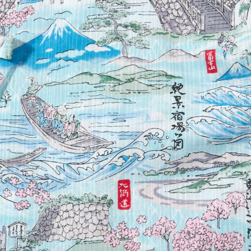 タキナガレ 子供甚平 絶景柄 サックス