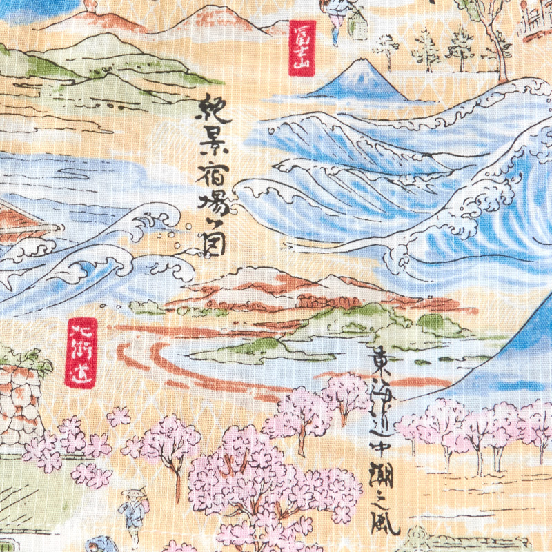 タキナガレ 子供甚平 絶景柄 ベージュ