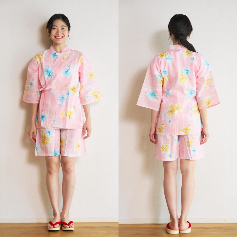 レディース甚平 変わり生地 桔梗