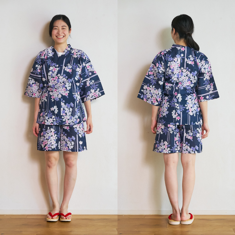 レディース甚平 変わり生地 紫陽花
