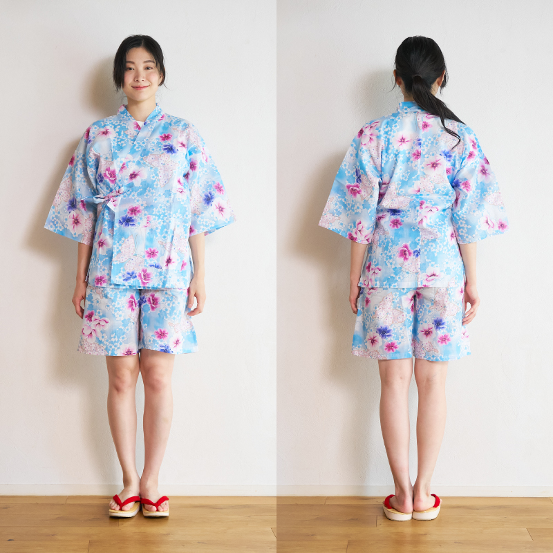 レディース甚平 変わり生地 桜蝶