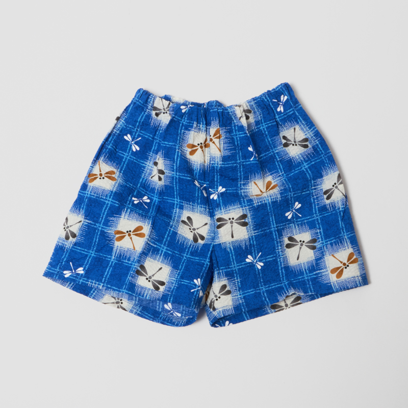 竹とんぼ 子供甚平 リップル 格子とんぼ 紺