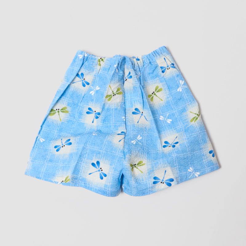 竹とんぼ 子供甚平 リップル 格子とんぼ 水色