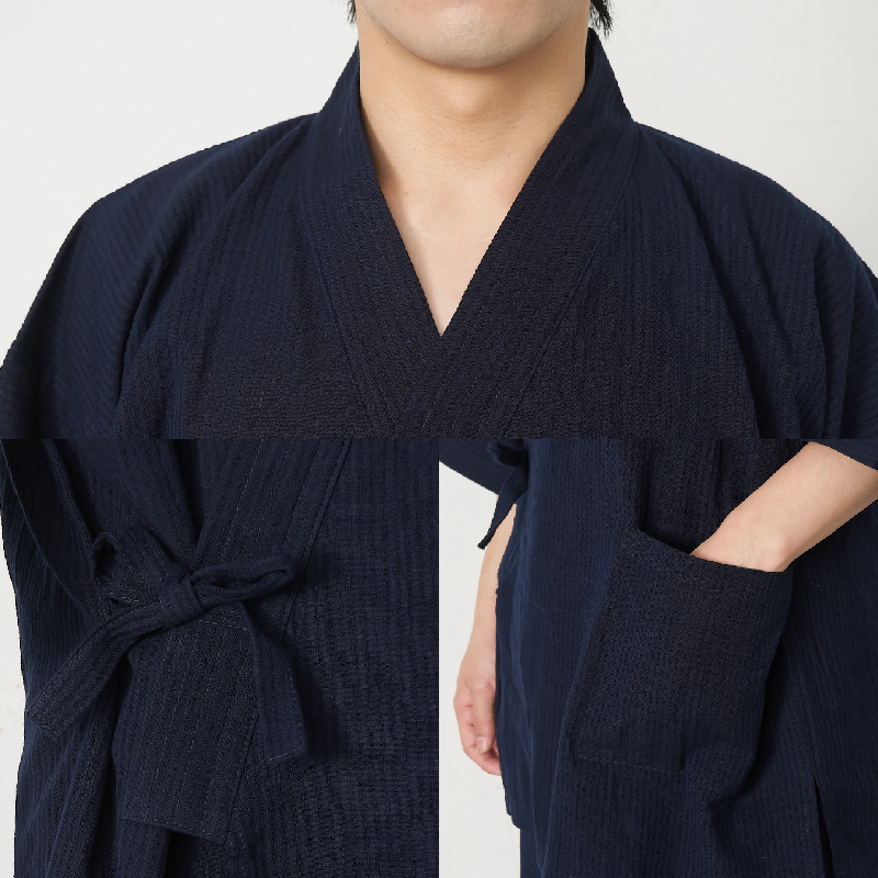 紳士作務衣 久留米しじら織り [712-4] 紺