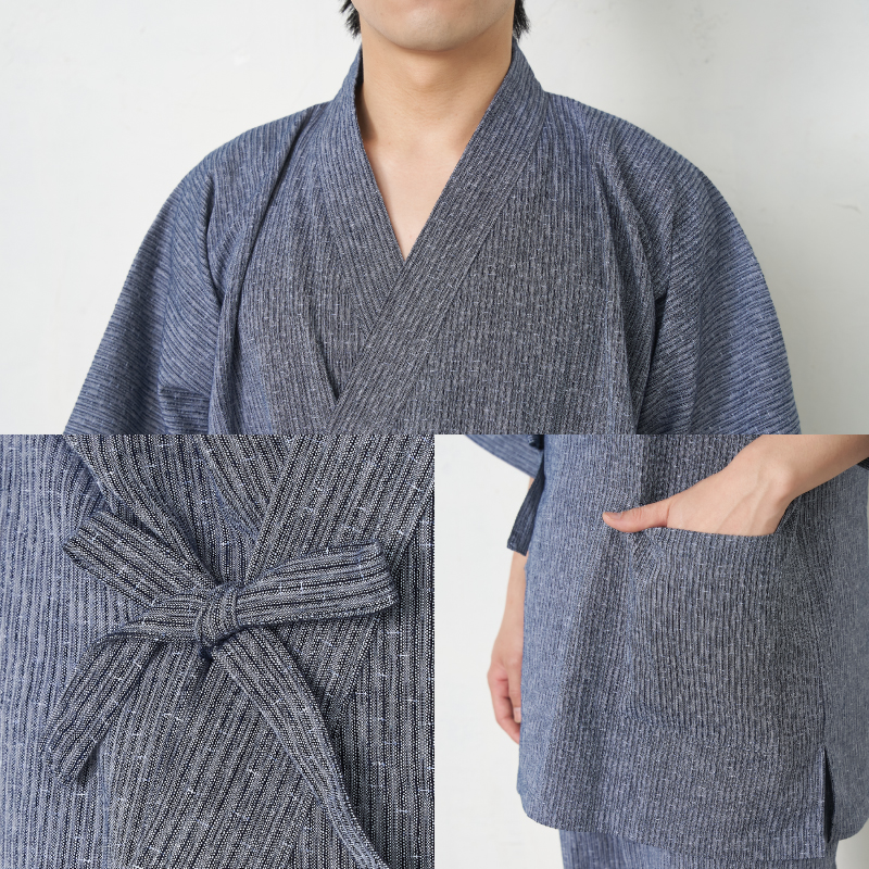紳士作務衣 久留米しじら織り [712-4] グレー
