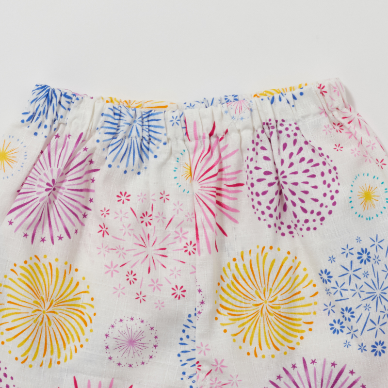 くろわっさんすべべ 子供甚平 花火 ホワイト
